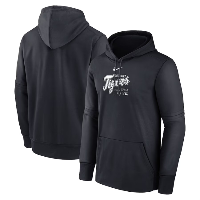 Men's Detroit Tigers Black Collection Practice Performance Pullover Hoodie